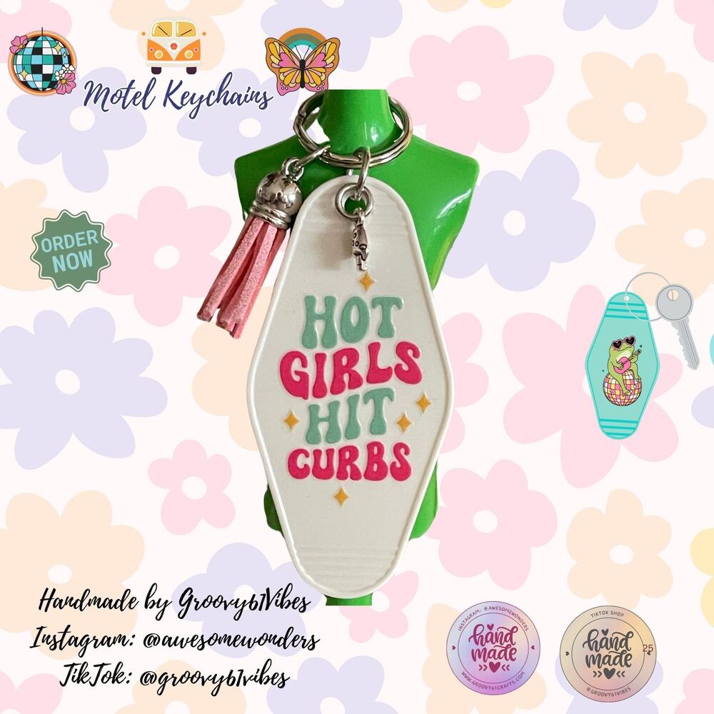 Hot Girls Hit Curbs - Groovy Sassy Driving Tassel Motel Keychains – DR3